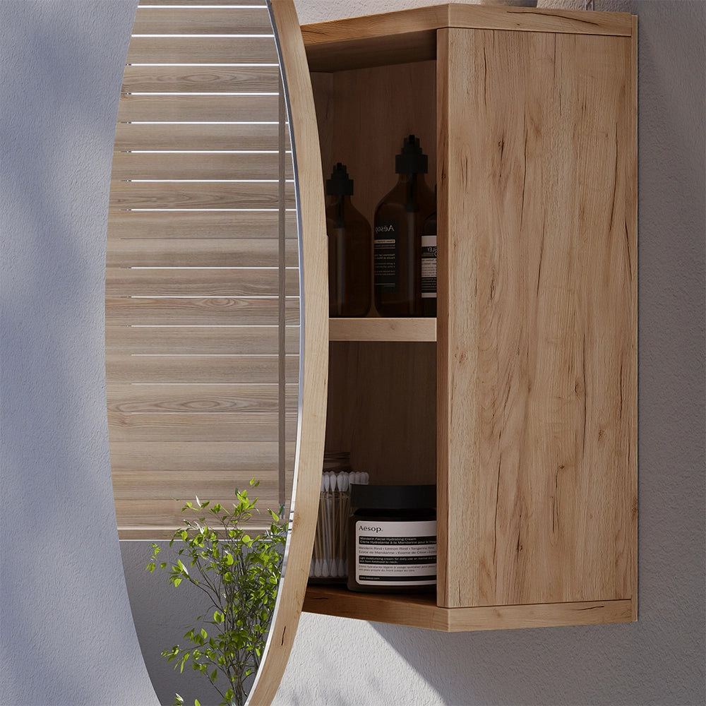 Vicco Specchio contenitore bagno Quercia dorata 70 x 70 cm con 2 scomparti