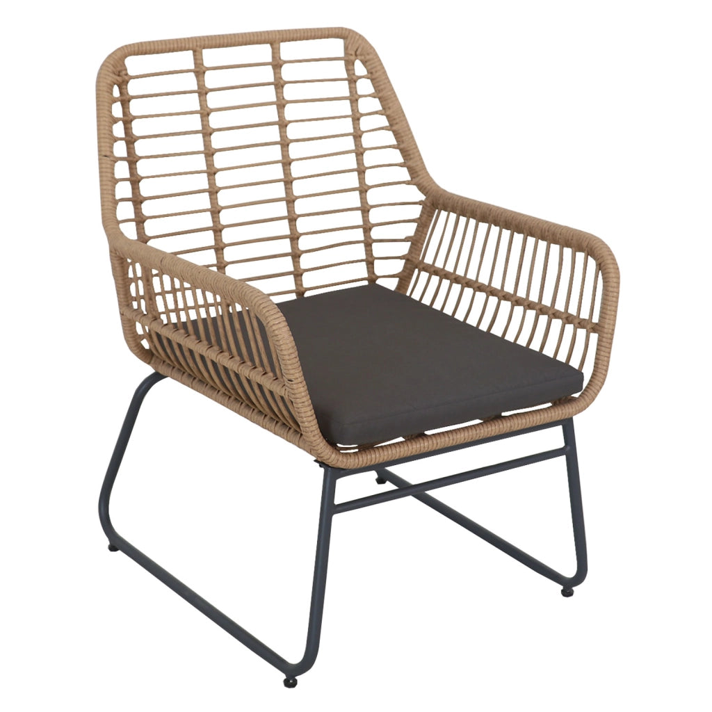 Set di mobili da giardino MARÉ in resina intrecciata 4 posti - cuscini grigi