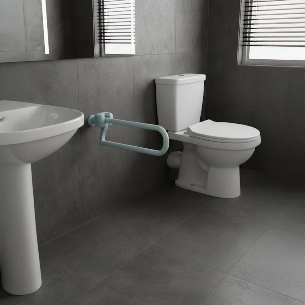 Maniglione serie care ribaltabile in acciaio laccato bianco 70 cm