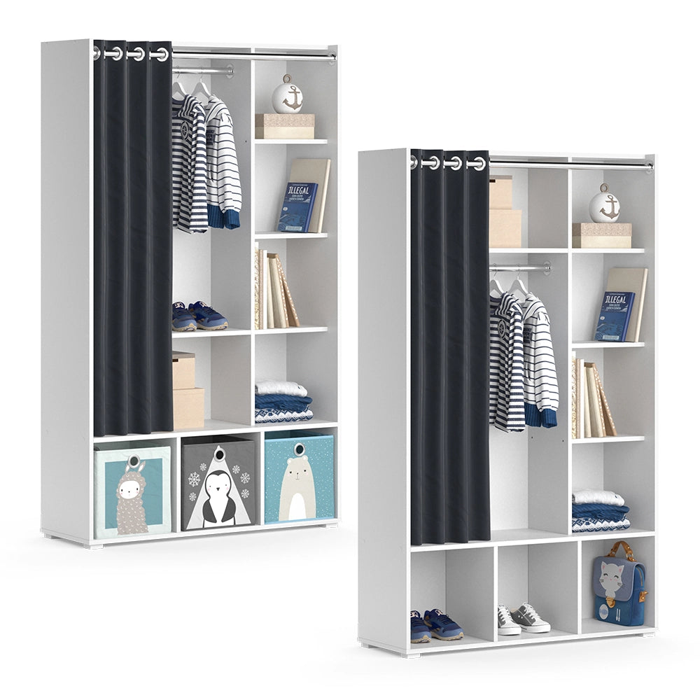 Vicco Guardaroba per bambini Bianco 105.8 x 178.1 cm con appendiabiti a tenda