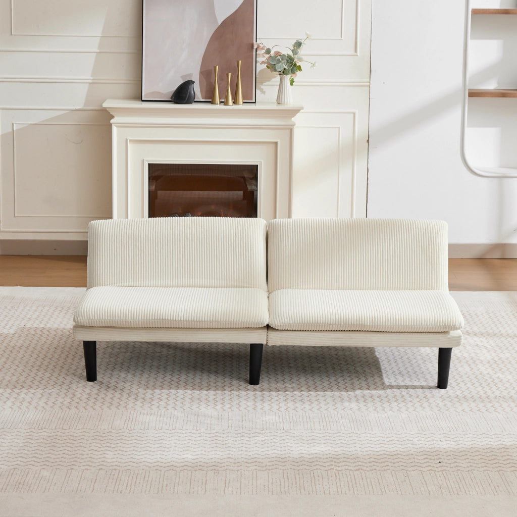 DIVANO 2 POSTI Reclinabile 120°/150°/180° Beige in velluto effetto corda