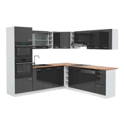Vicco Cucina angolare completa Antracite lucido/bianco 237 x 247 cm , PL Rovere