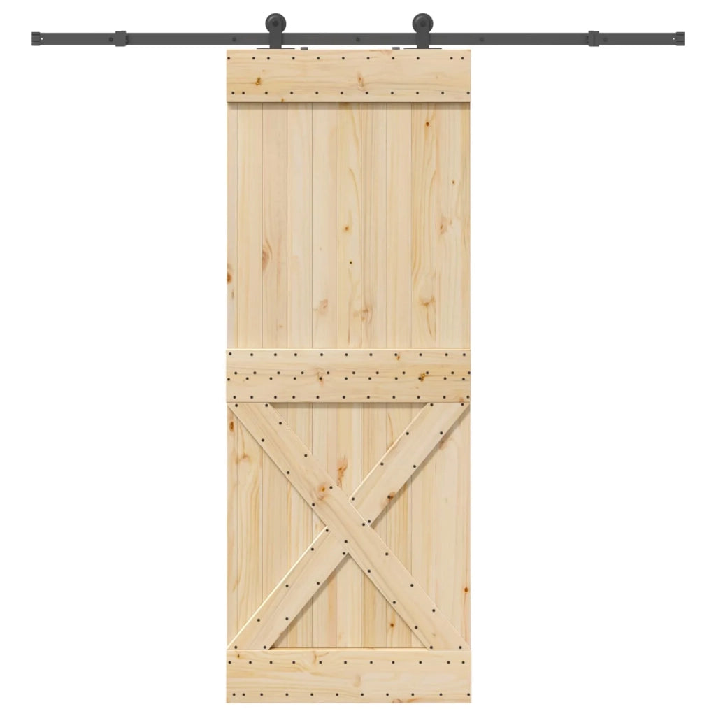 Porta scorrevole NARVIK Naturale e Nero 85 x 210 cm (213,5 cm)