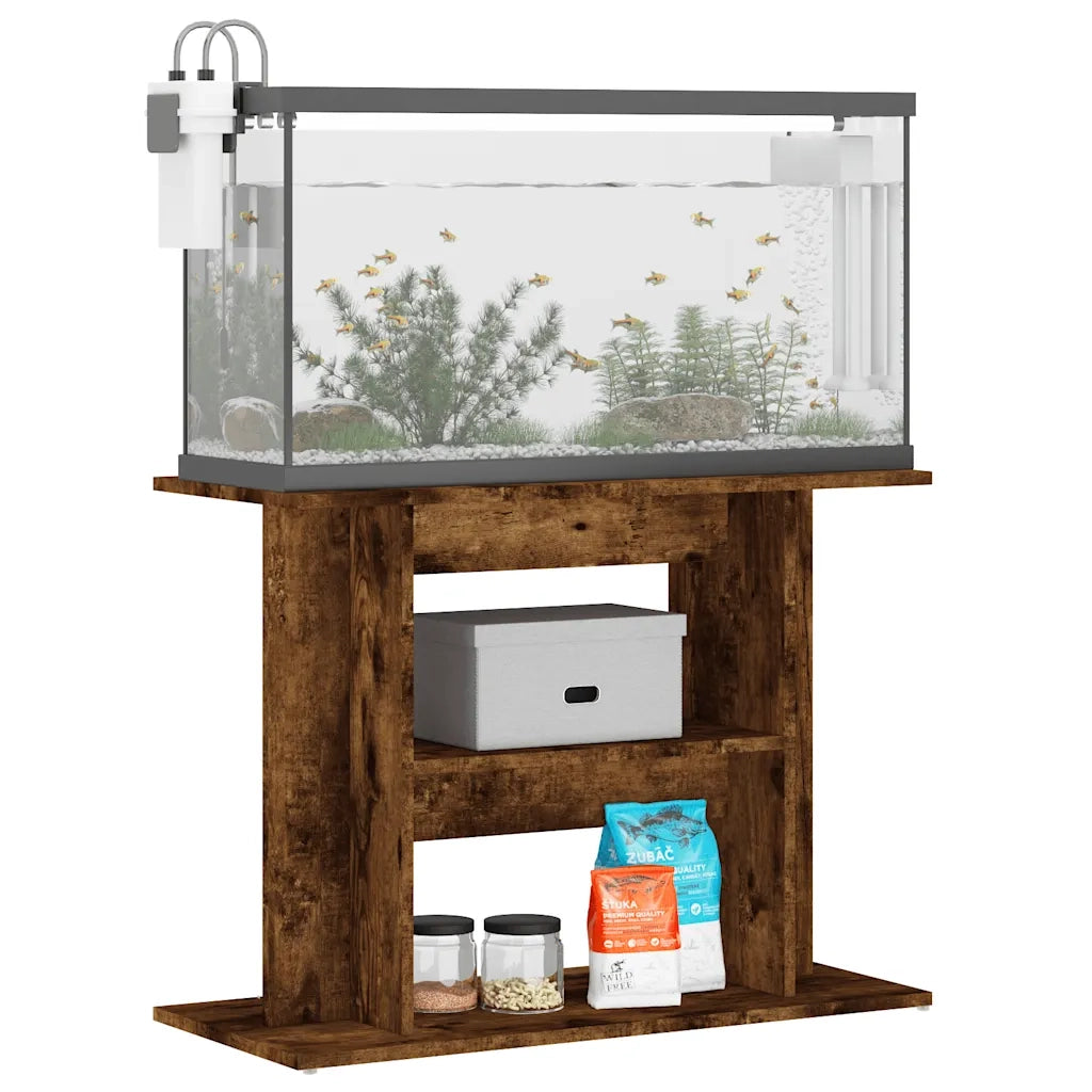 Supporto per acquario in rovere affumicato 80x35x60 cm in legno ingegnerizzato 833580