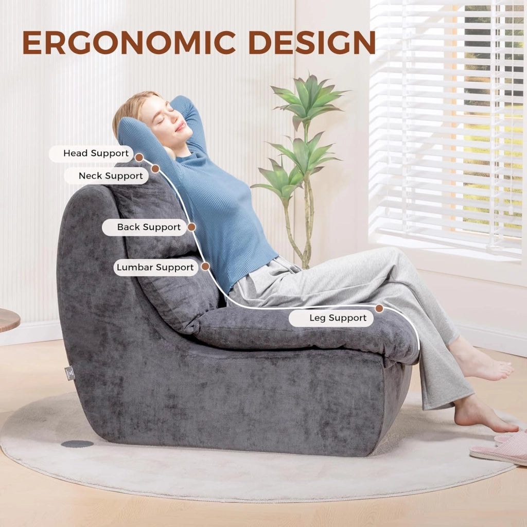 Divano Divano per soggiorno Futon con seduta profonda, divano singolo in schiuma, nessun montaggio per camera da letto, appartamento, tessuto a coste, grigio
