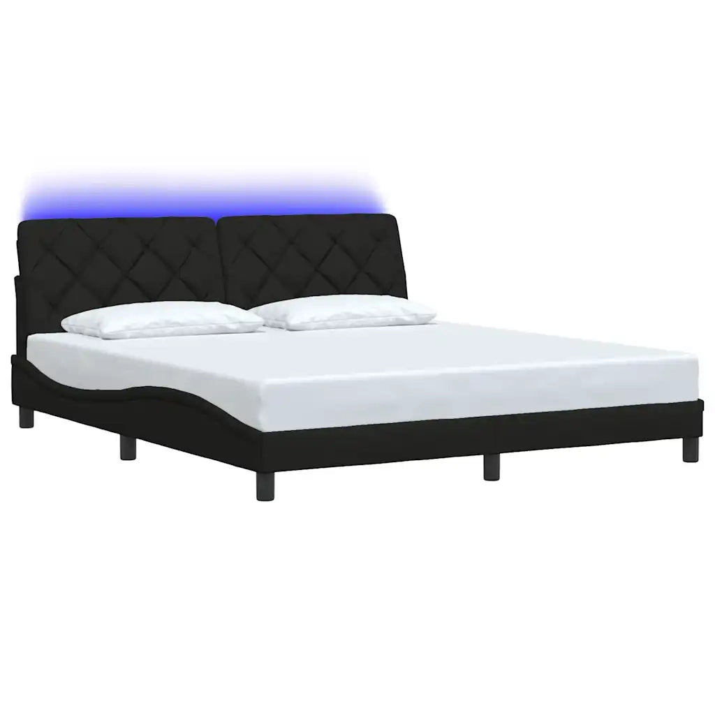 Giroletto con LED senza Materasso Nero 180x200 cm in Tessuto