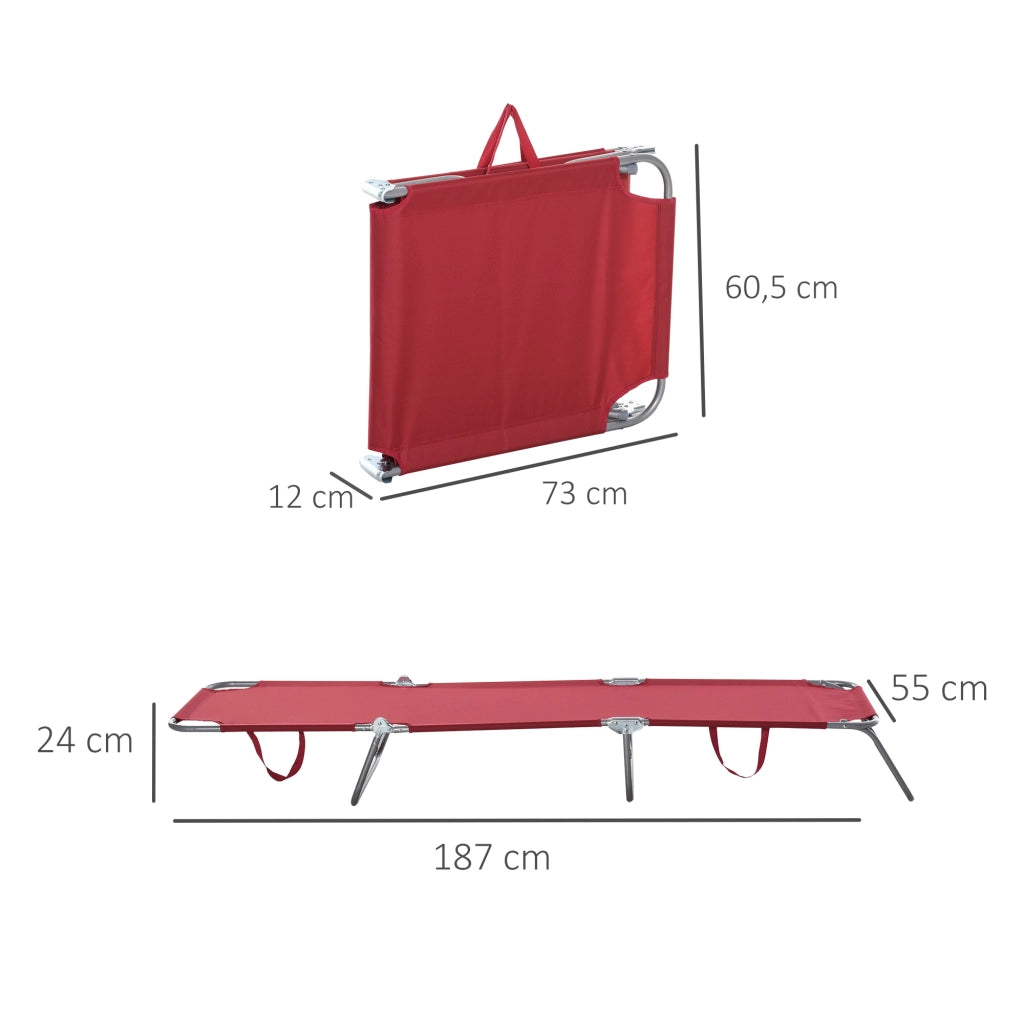 Tumbona Pieghevole con Braccioli ¨C Zephmum ¨C Bordeaux 187x55x24 cm