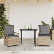 Set da Pranzo da Giardino 3 pz con Cuscini Beige in Polyrattan 3262999