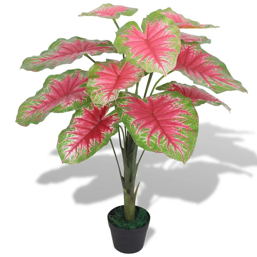Caladio Pianta Artificiale con Vaso 85 cm Verde e Rossocod mxl 80261