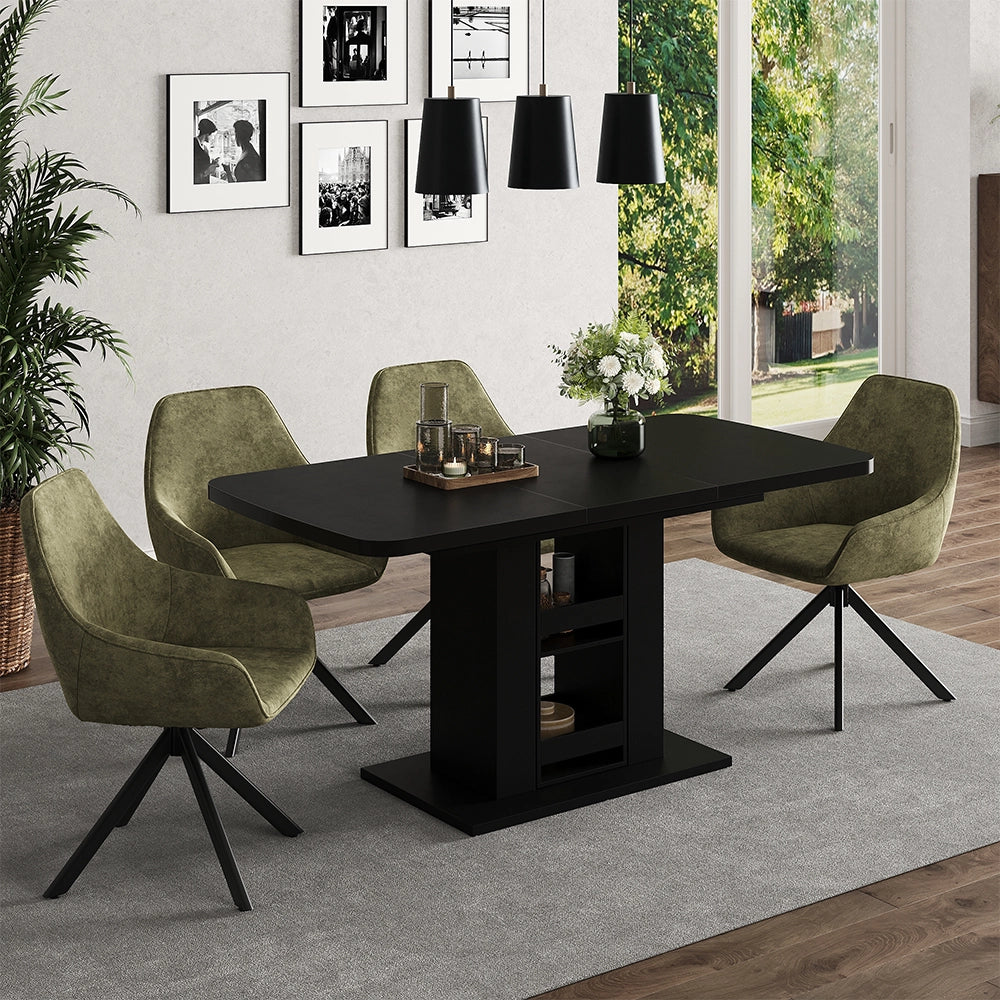 Vicco tavolo da pranzo allungabile Nero 120 x 80 cm