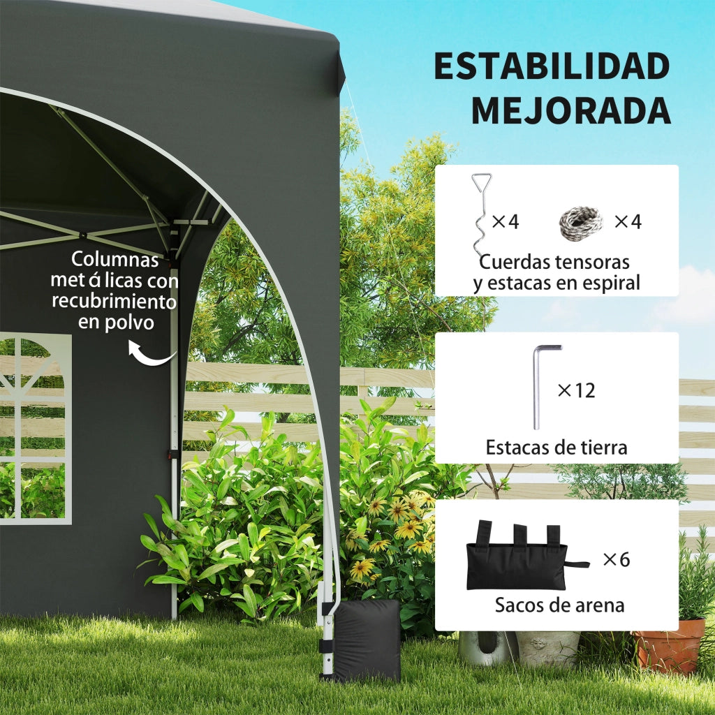 Tenda da Giardino Pieghevole 6x3 m Pop-up con 6 Pareti Laterali Rimovibili ¨C Zephmum ¨C Grigio Scuro