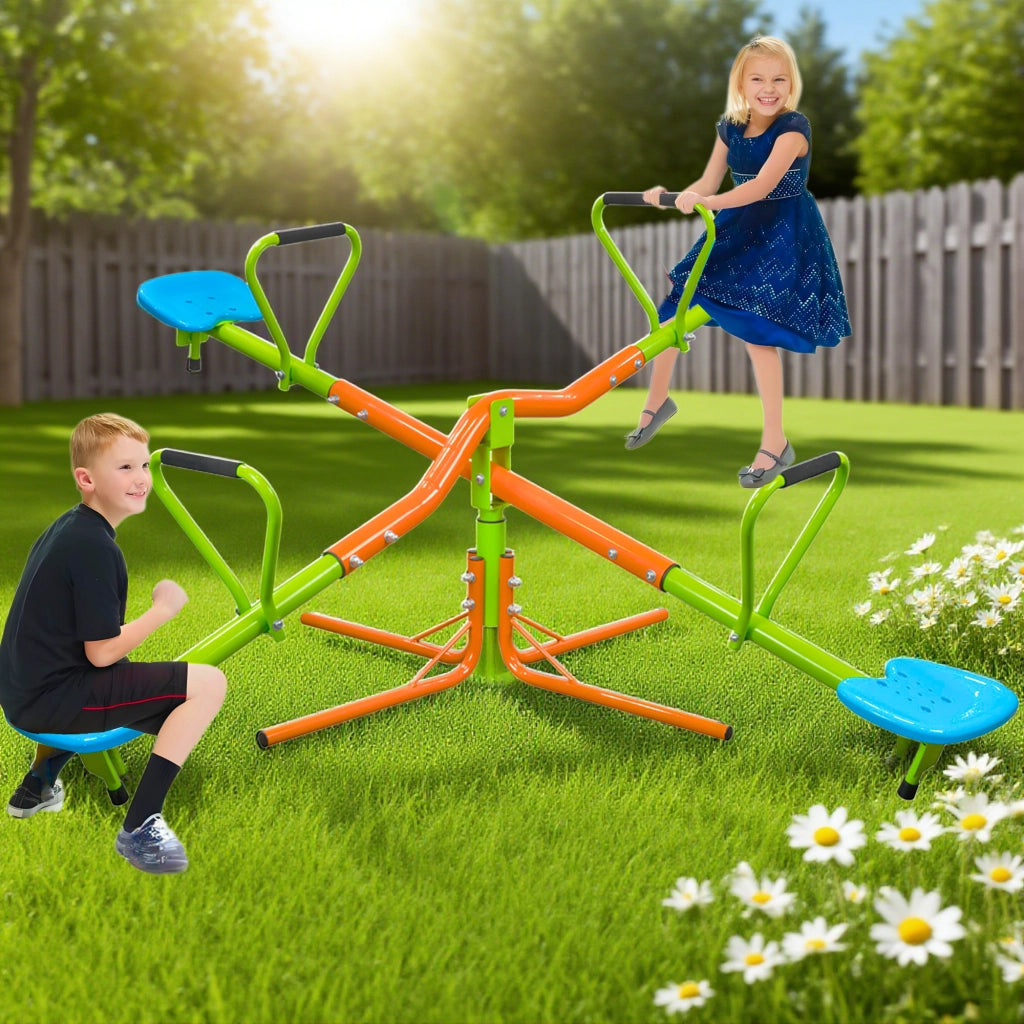 Dondolo Basculante Girevole 360° per Bambini 4 Posti 190x190x100 cm; Portata 200 kg