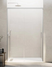 Porta doccia scorrevole 1+1 THALASSA (BASIC) 160 cm Profilo Nichel vetro trasparente