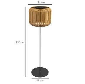 Lampada solare da esterno a stelo in acciaio e polyrattan