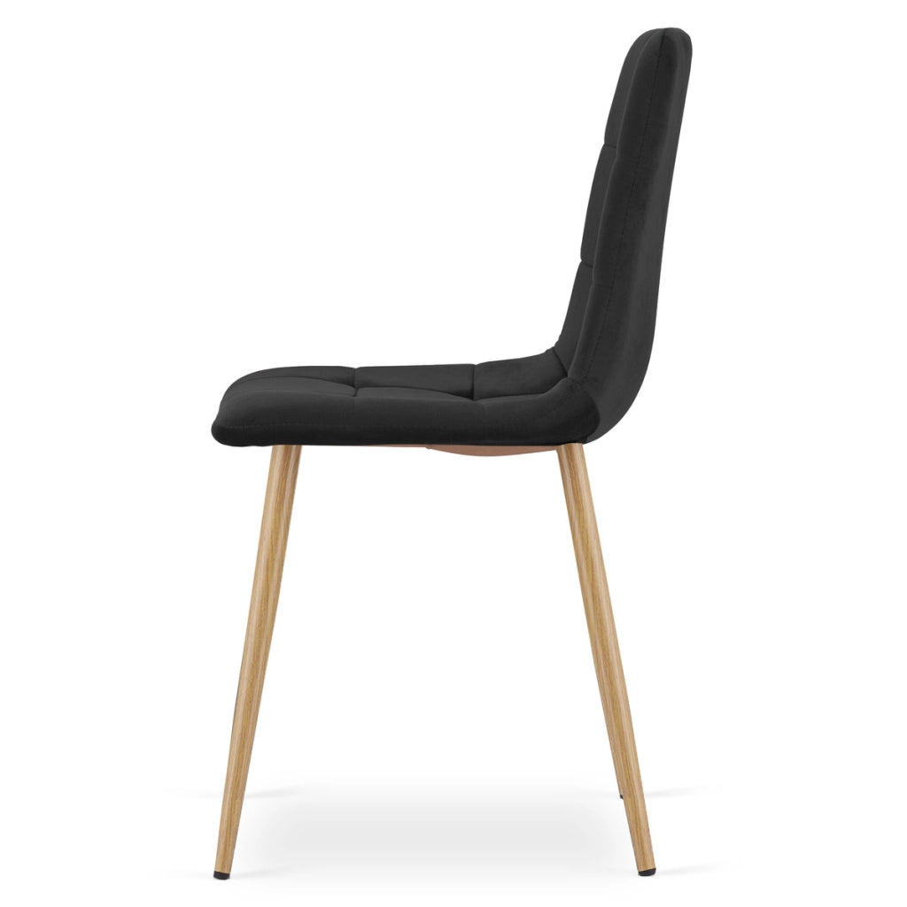 Set di 2 sedie Kara in velluto nero e gambe effetto legno
