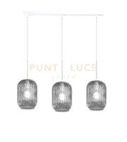 SOSPENSIONE BIANCO 3 LUCI RETTANGOLARE VETRI FUME 1181BI-S3 R-FU