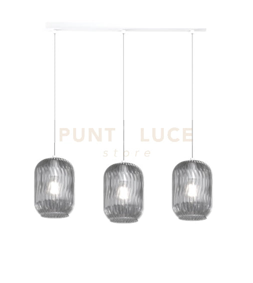 SOSPENSIONE BIANCO 3 LUCI RETTANGOLARE VETRI FUME 1181BI-S3 R-FU