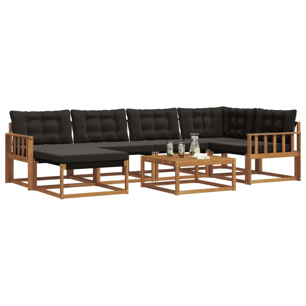 Set di divani da esterno con cuscino 19 pcs Naturale e Nero 3369647