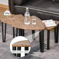 Set di 3 Tavolini da Caffè di Design Diverse Grandezze Finitura in Noce