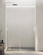 Porta doccia scorrevole 1+1 THALASSA (BASIC) 125 cm Profilo Bianco vetro trasparente
