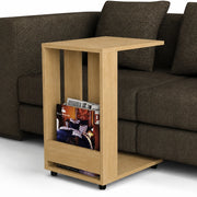 Tavolino Ausiliario con Ruote Design Moderno Mobile Letto Divano Colore Quercia