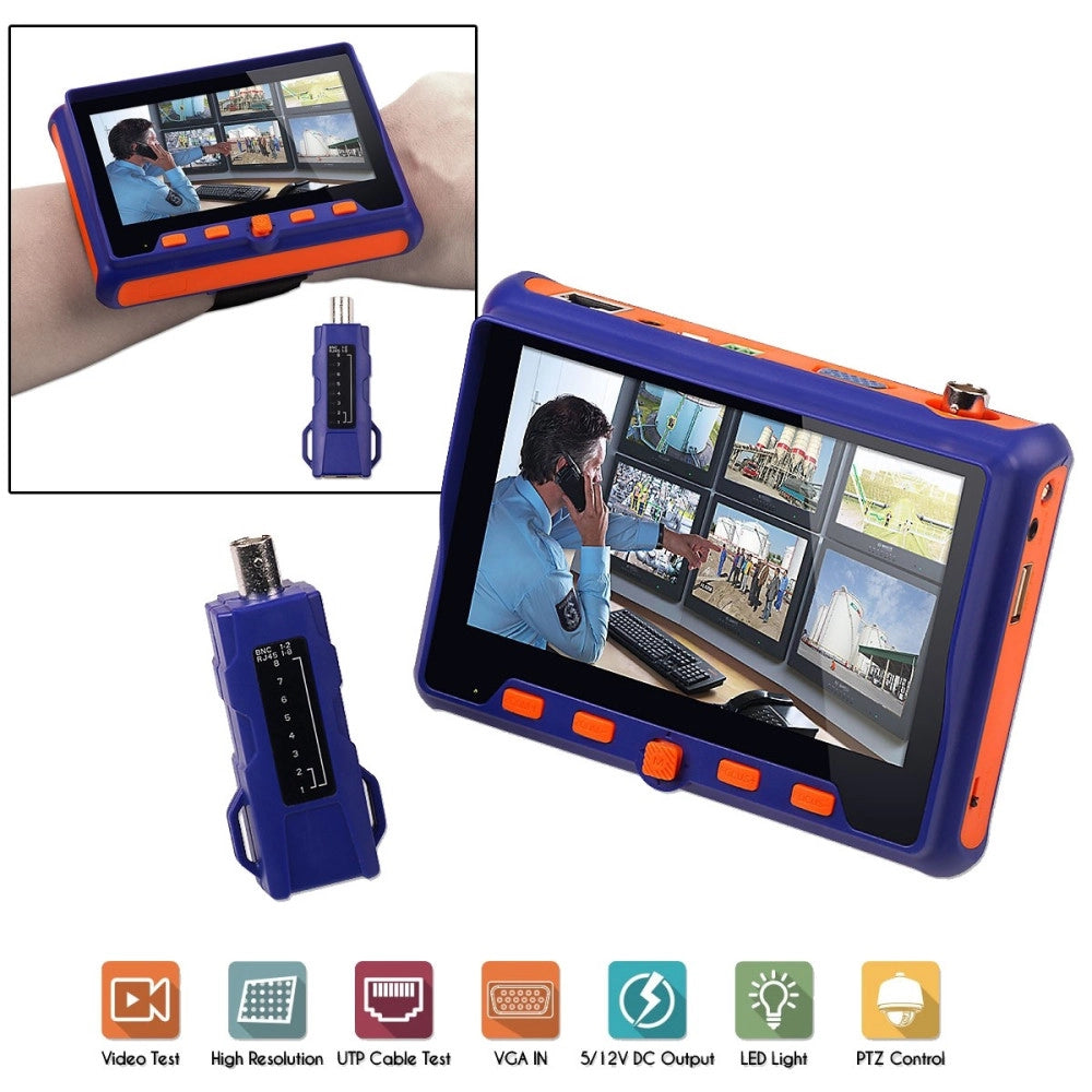 Trade Shop - Tester Telecamere Videosorveglianza Ahd Hd Cctv Vga Tvi Utp Cvi Cvbs Monitor 5" -