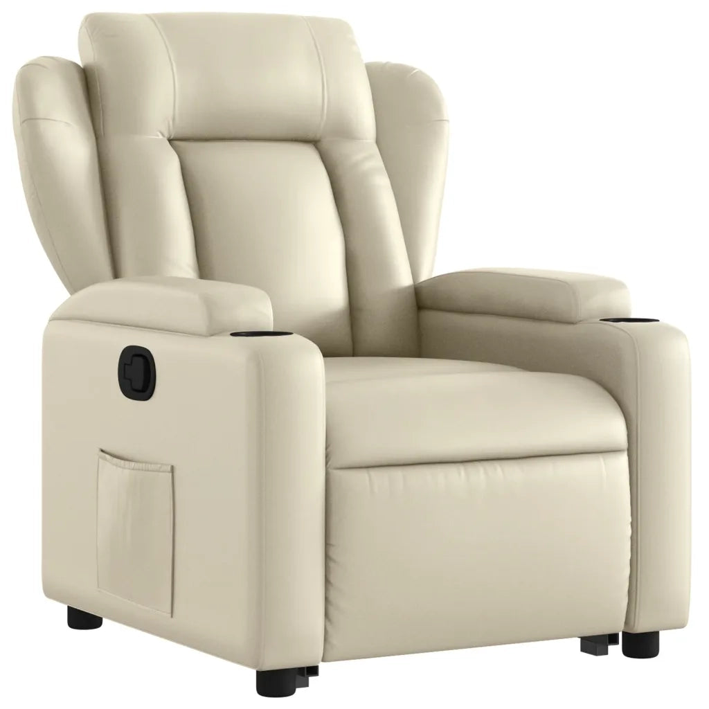 Poltrona Alzapersona Reclinabile Crema in Similpelle 3204545