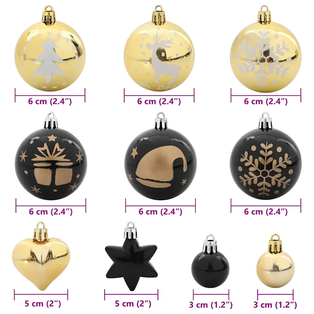 Set di Palle di Natale 40 pz Nero e Oro Plastica CFW2627657