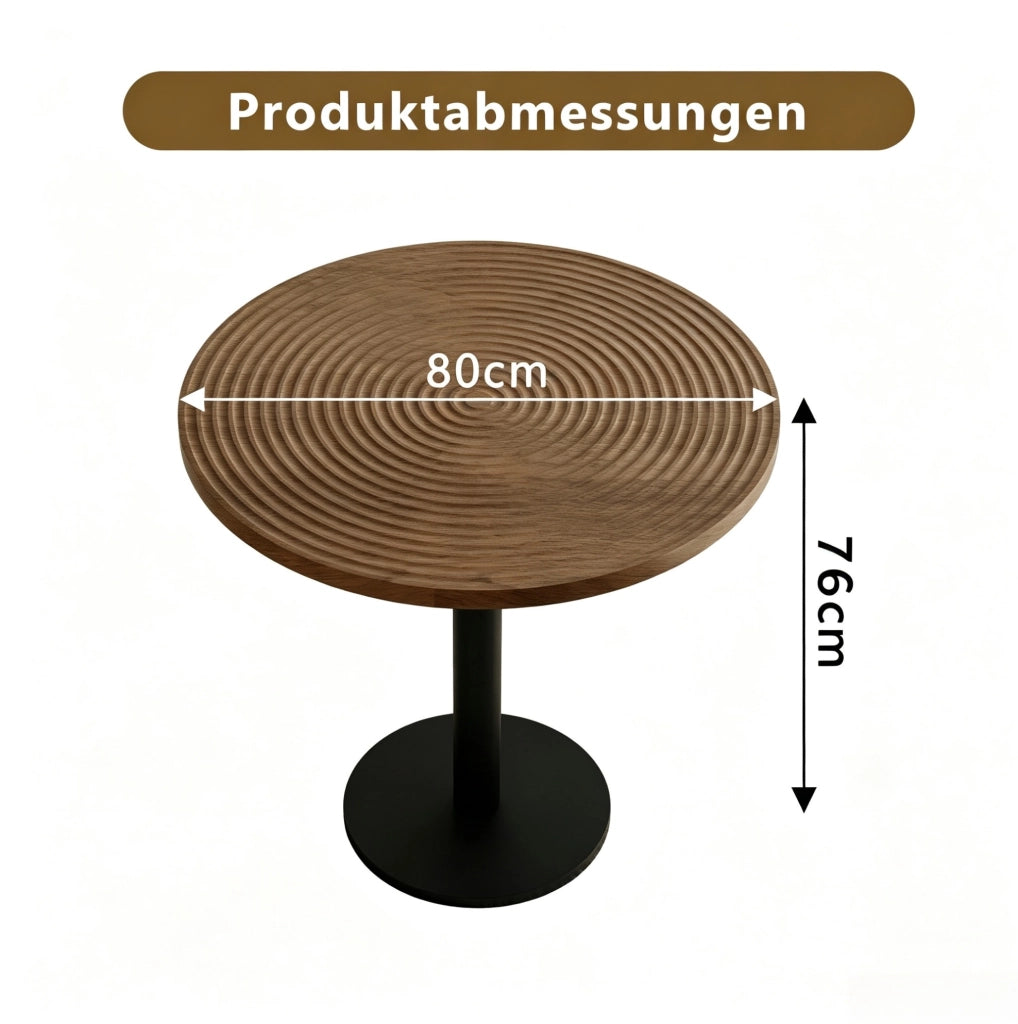 TAVOLO da pranzo rotondo Ø 80 cm MDF effetto legno e metallo nero