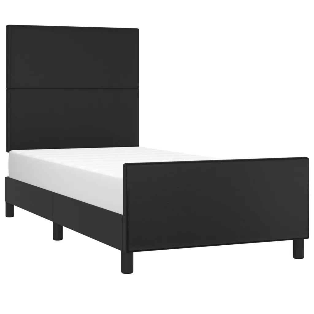 Giroletto con Testiera-Struttura Letto con testiera Nero 90x200 cm in Similpelle 301277