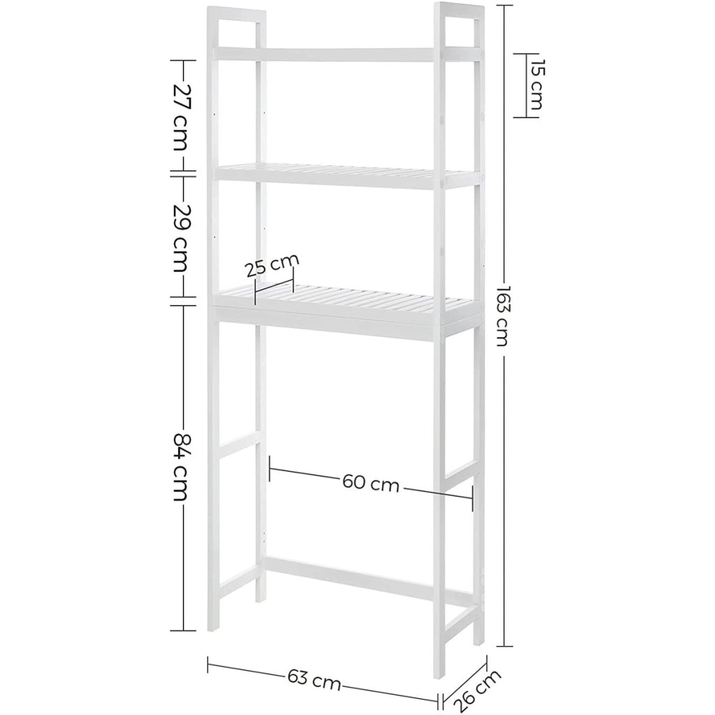 Scaffale salvaspazio da bagno in bambù bianco