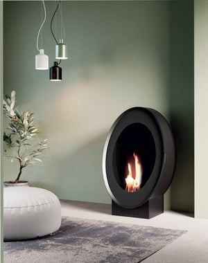 Camino a Bioetanolo da Pavimento 78x42x120 cm Karlsen Osaka Nero