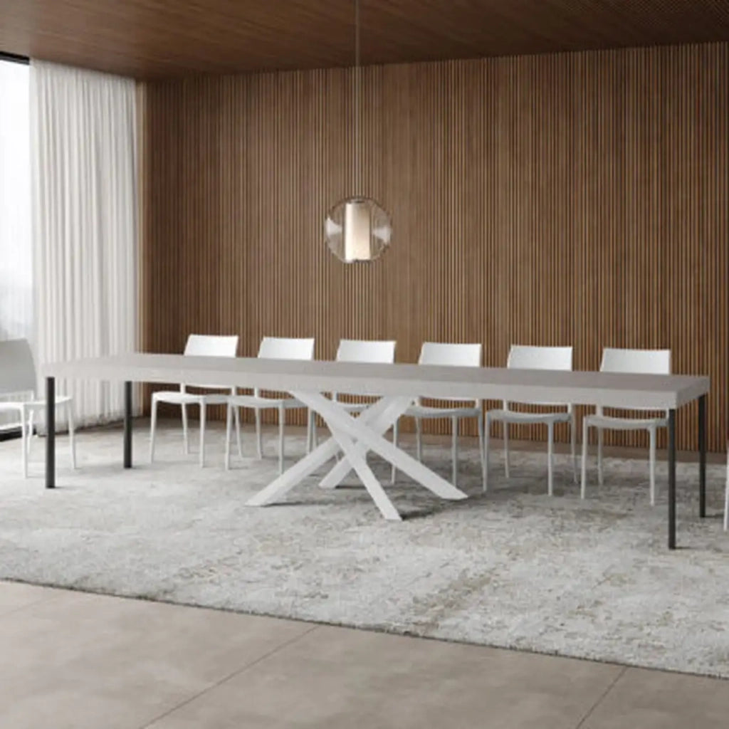 Tavolo allungabile 120/380x90 cm Volantis Premium cashmere gambe bianche