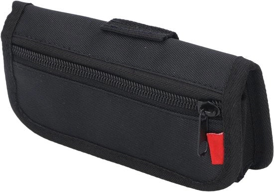 Borsa a forma di tasca per la testa con 4 contenitori per batterie per fotocamere DSLR - compatibile con batterie LP-E17 FZ100 FW50 F550.