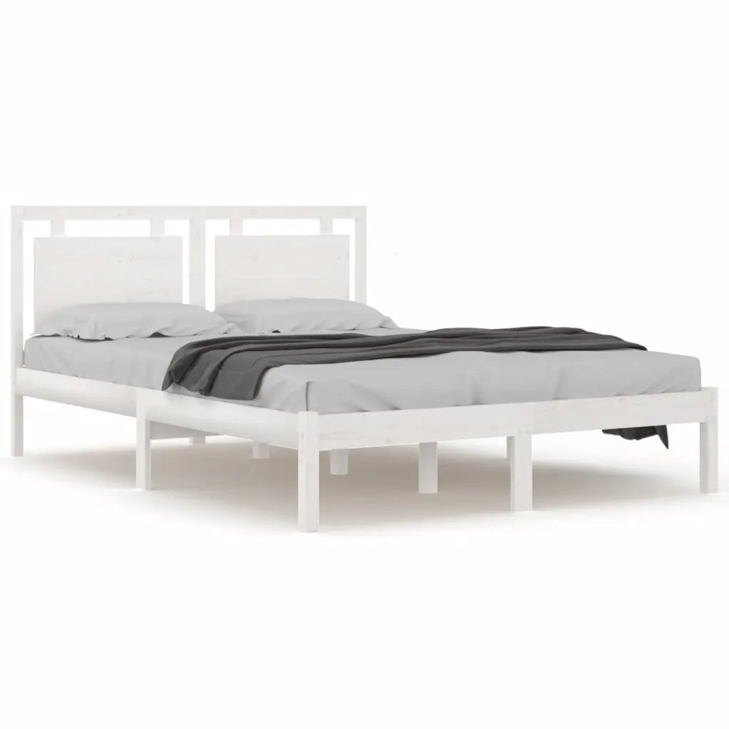 Giroletto-Struttura Letto Bianco in Legno Massello 200x200 cm 474693