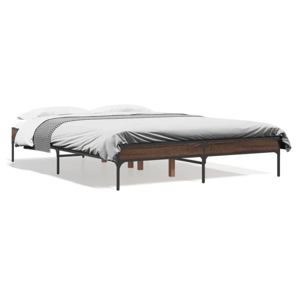 Giroletto-Struttura Letto Rovere Marrone 120x200cm in Legno Multistrato Metallo 738258