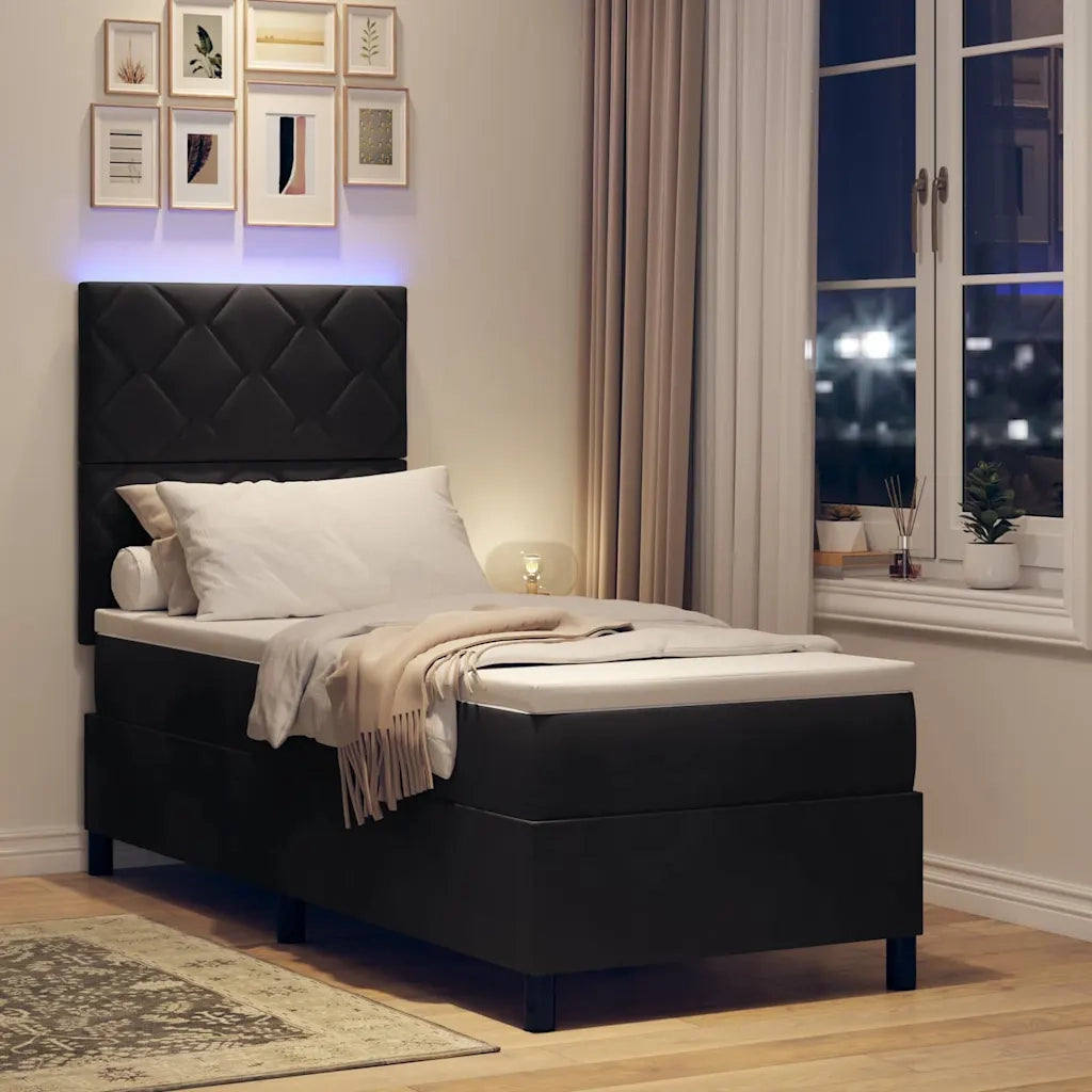 Letto a Sorgente LED con testiera Nero 80 x 200 cm Velluto 3343342