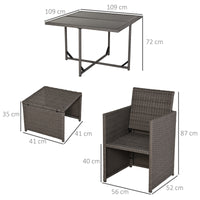 EASYCOMFORT  Set Mobili da Giardino Esterno 9 pezzi Tavolo con 4 Sedie 4 Poggiapiedi in Rattan, Grigio