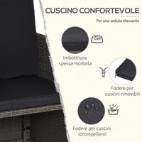 EASYCOMFORT  Set Mobili da Giardino Esterno 9 pezzi Tavolo con 4 Sedie 4 Poggiapiedi in Rattan, Grigio