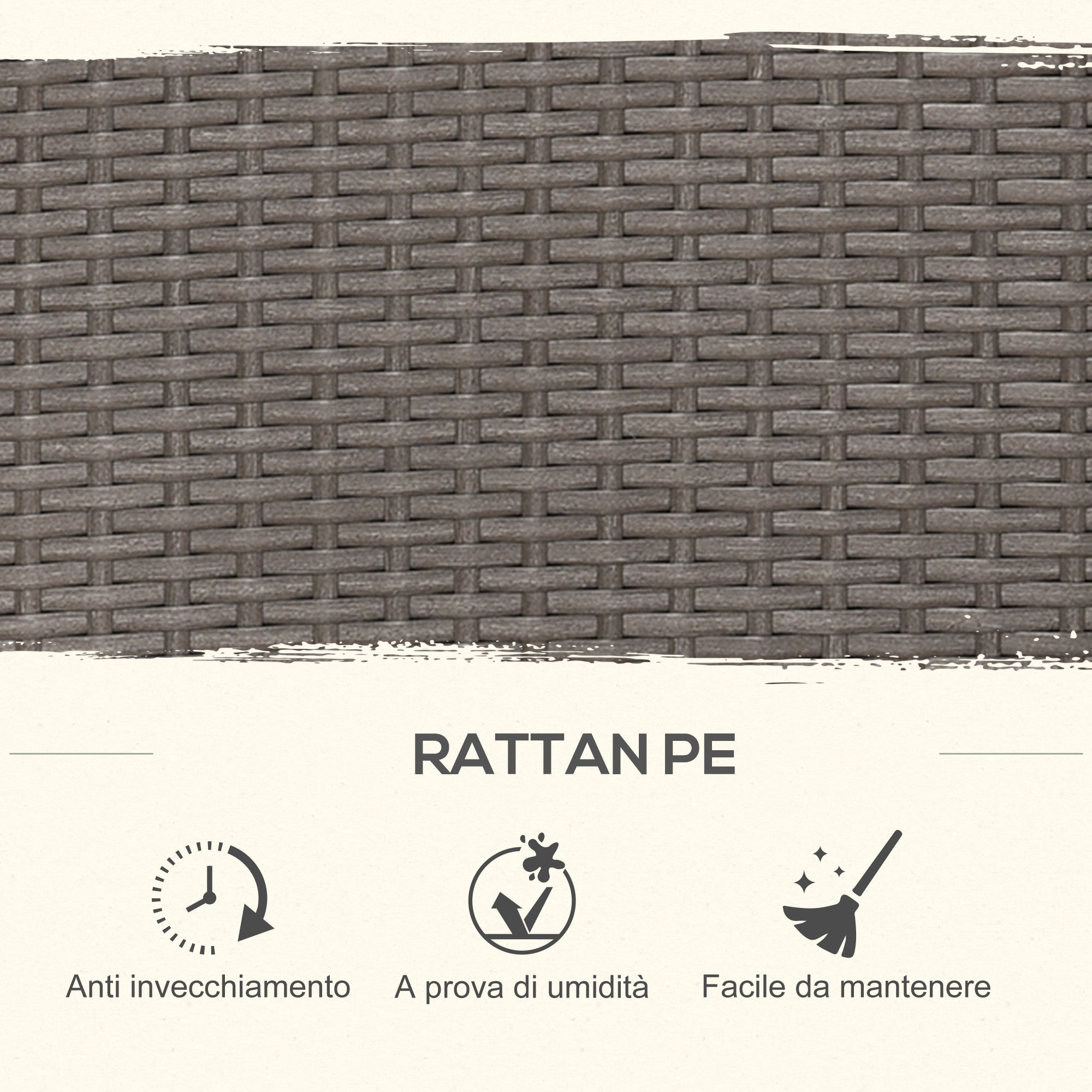 EASYCOMFORT  Set Mobili da Giardino Esterno 9 pezzi Tavolo con 4 Sedie 4 Poggiapiedi in Rattan, Grigio