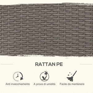 EASYCOMFORT  Set Mobili da Giardino Esterno 9 pezzi Tavolo con 4 Sedie 4 Poggiapiedi in Rattan, Grigio