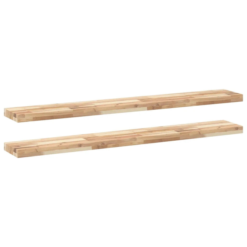 vidaXL Mensole da Parete 2 pz 140x20x4 cm Legno Acacia Non Trattato