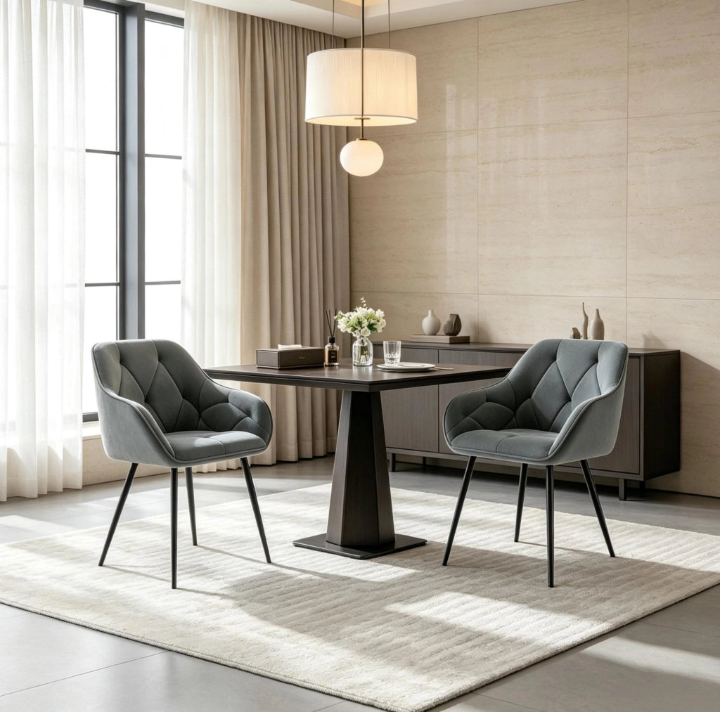 Set di 2 sedie da pranzo in velluto grigio scuro