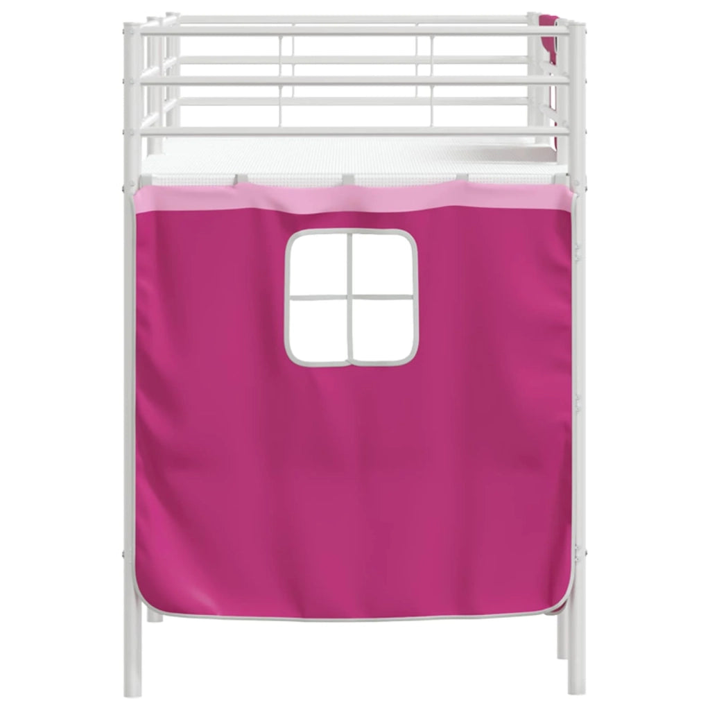 Struttura del Letto Loft per Bambini con Tendine Bianco e Rosa 42020826