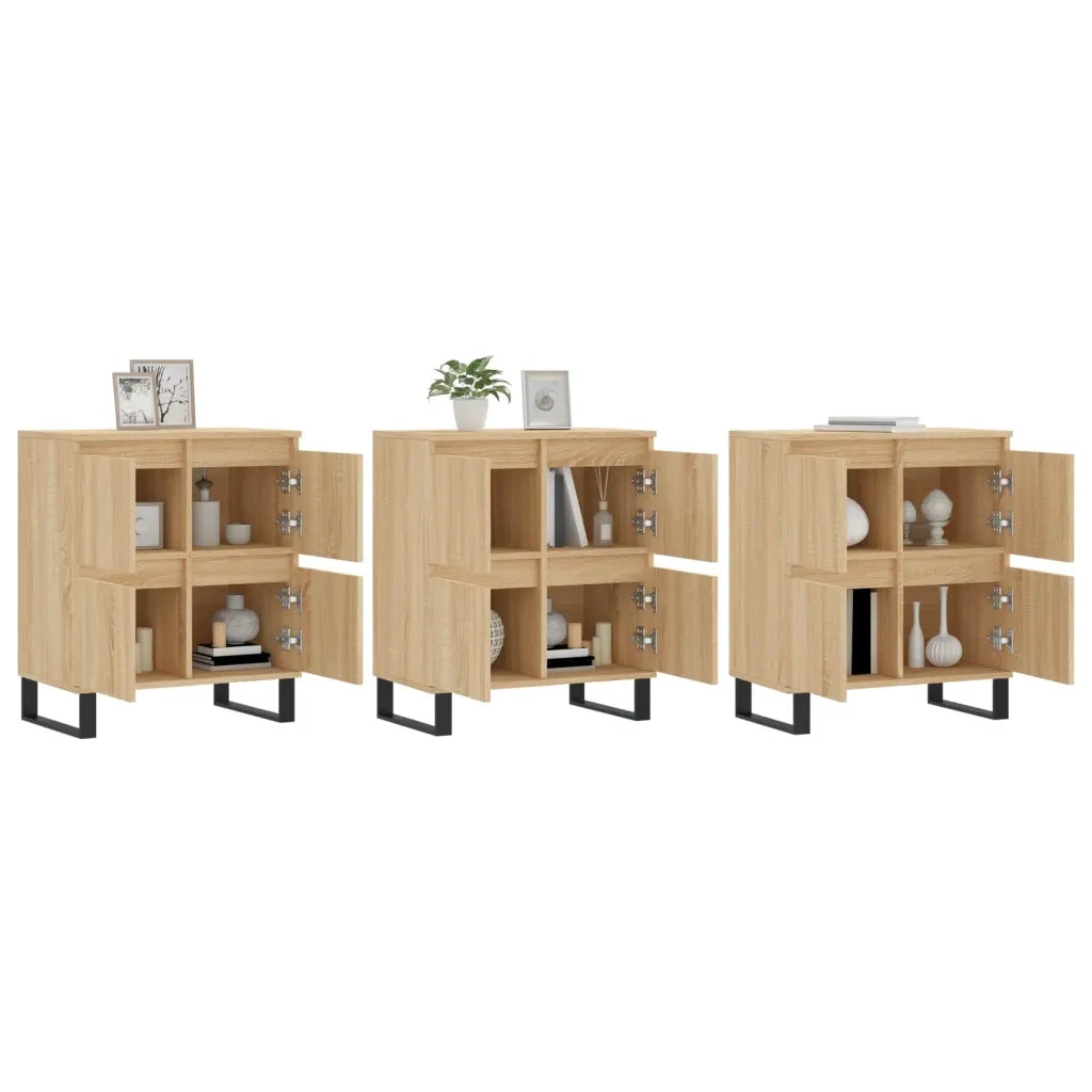 Credenze 3 pz | Madia | Buffet da pranzo | Armadio da pranzo Rovere Sonoma in Legno Multistrato