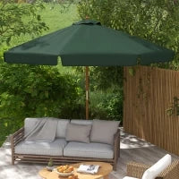 Ombrellone da Giardino con Doppio Tettuccio, in Bambù e Poliestere, Ø325x250 cm, Verde