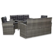 Set da Pranzo da Giardino 5 pz con Cuscini in Polyrattan Grigio 46115