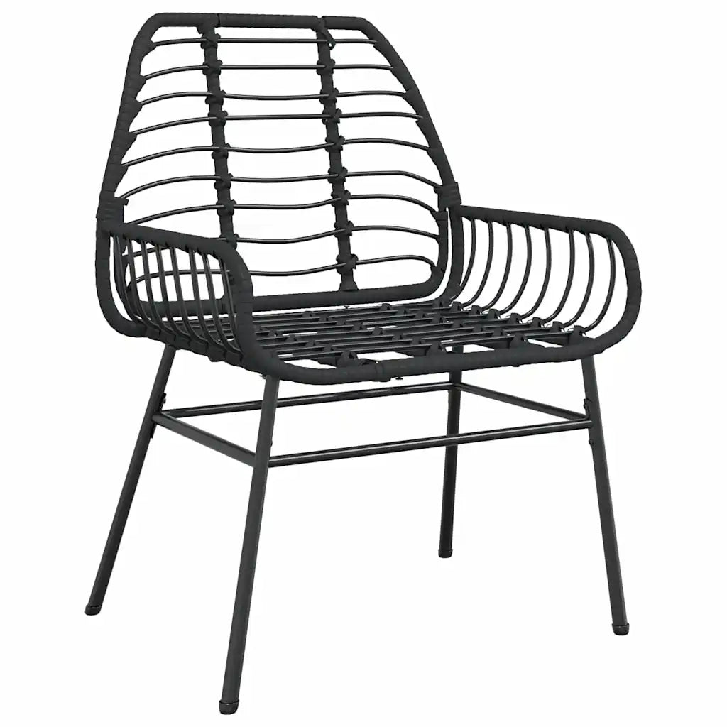 Set Mobili da Pranzo per Giardino 5 pz Nero Polyrattan Vetro