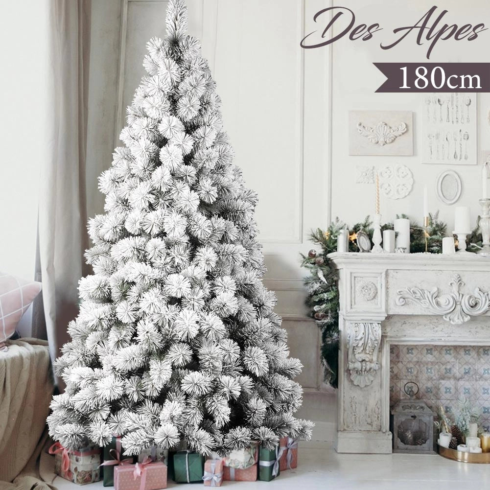 Albero Di Natale Innevato Des Alpes 180cm 312 Rami Super Folto Effetto Neve