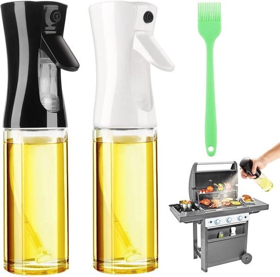 Set di due pennelli per olio da cucina in vetro, capacità 200 ml, pennelli per olio per airfryer, pennelli per olio per cucina, grigliatura, insalata, barbecue, frittura ad aria, cottura